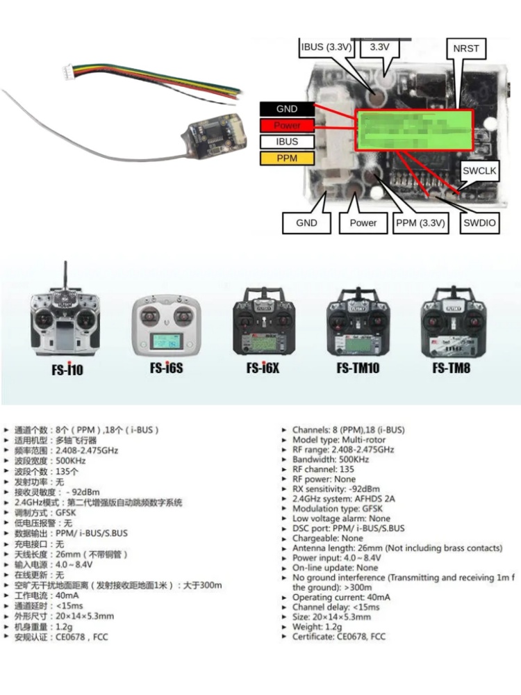 Receptor Mini Flysky FS-8A 8CH - Drone Rc Controller And Receiver reseña y precio