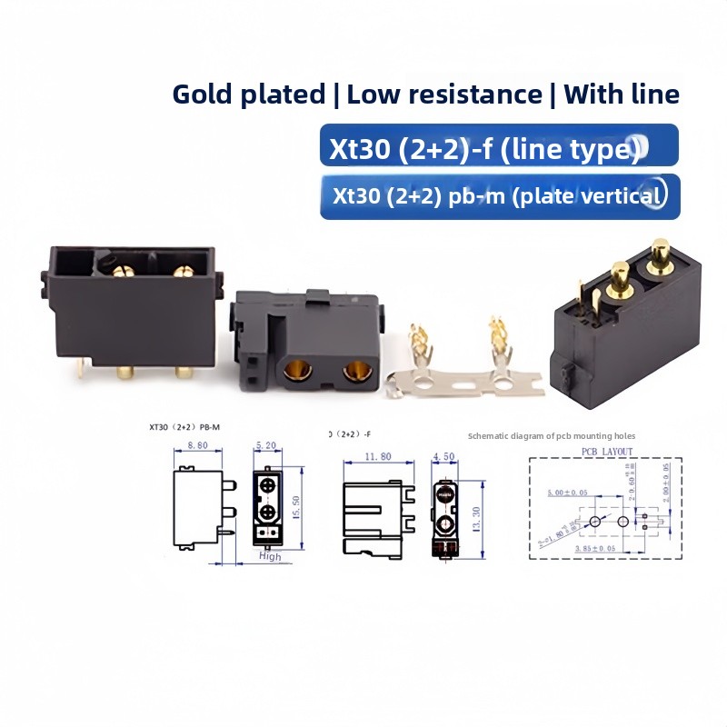 Conector XT30(2+2) XT30PB/PW(2 - Drone Rc Signal reseña y precio